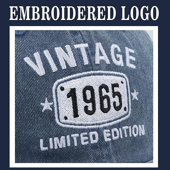 60th Birthday Gifts for Men Women Hats Vintage 1966 Blue Baseball Cap Personalized Embroidery cap for Grandpa