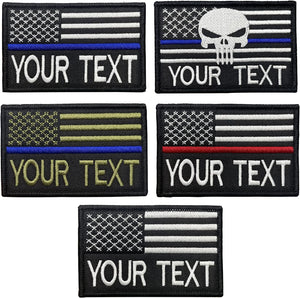 Customizable Tactical Military Name Embroidered Patch, American Flag Patch with Your Text, Hook and Loop, Military and Tactical Accessory for Clothing-Jackets-Hats-Backpacks