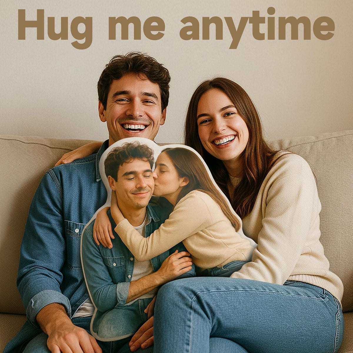 Custom Pet & Person Pillow with Photo Personalized Dog, Cat & Funny Couple Photos for Memorial Gifts, Room Decor, Boyfriend & Girlfriend, Soft Anime Body Decorative Pillow.