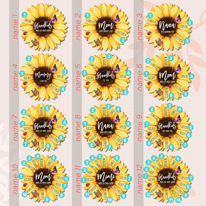 Personalized Sunflower Wood Sign Gifts for Mom & Grandma, Customized Family Name Wooden Decor for Mother's Day & Birthday, Custom Nana Gift from Kids, Grandson and Granddaughter