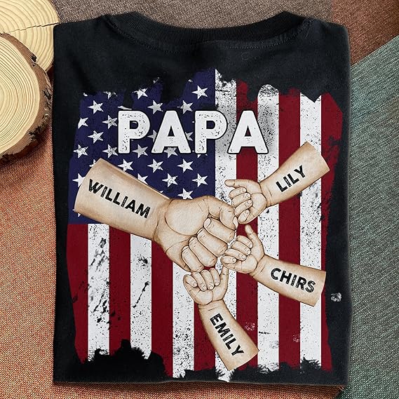 Personalized back side Shirt for Dad Grandpa Husband Papa - Best Dad Ever - Fathers Day Birthday Gift from Daughter Son Wife