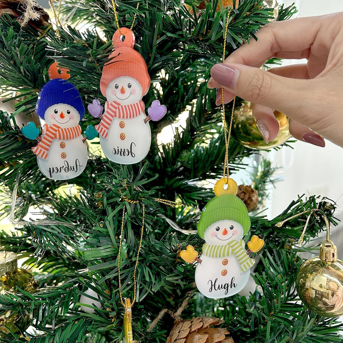 Personalized Christmas Ornament 2025, Custom Snowman Family Ornament with Name Photo Acrylic for Xmas Tree Decor Customized Hanging Gifts