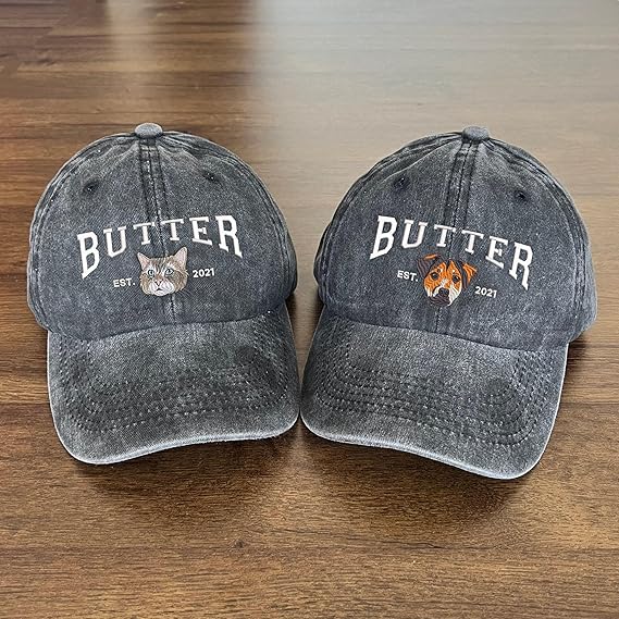 Custom Embroidered Cat  Mom Hat, Personalized Dad Cap Embroidery, Dog Portrait, Unisex-Adults, Men's Adult, Cotton, S, Embroidered Hat, Letter Print