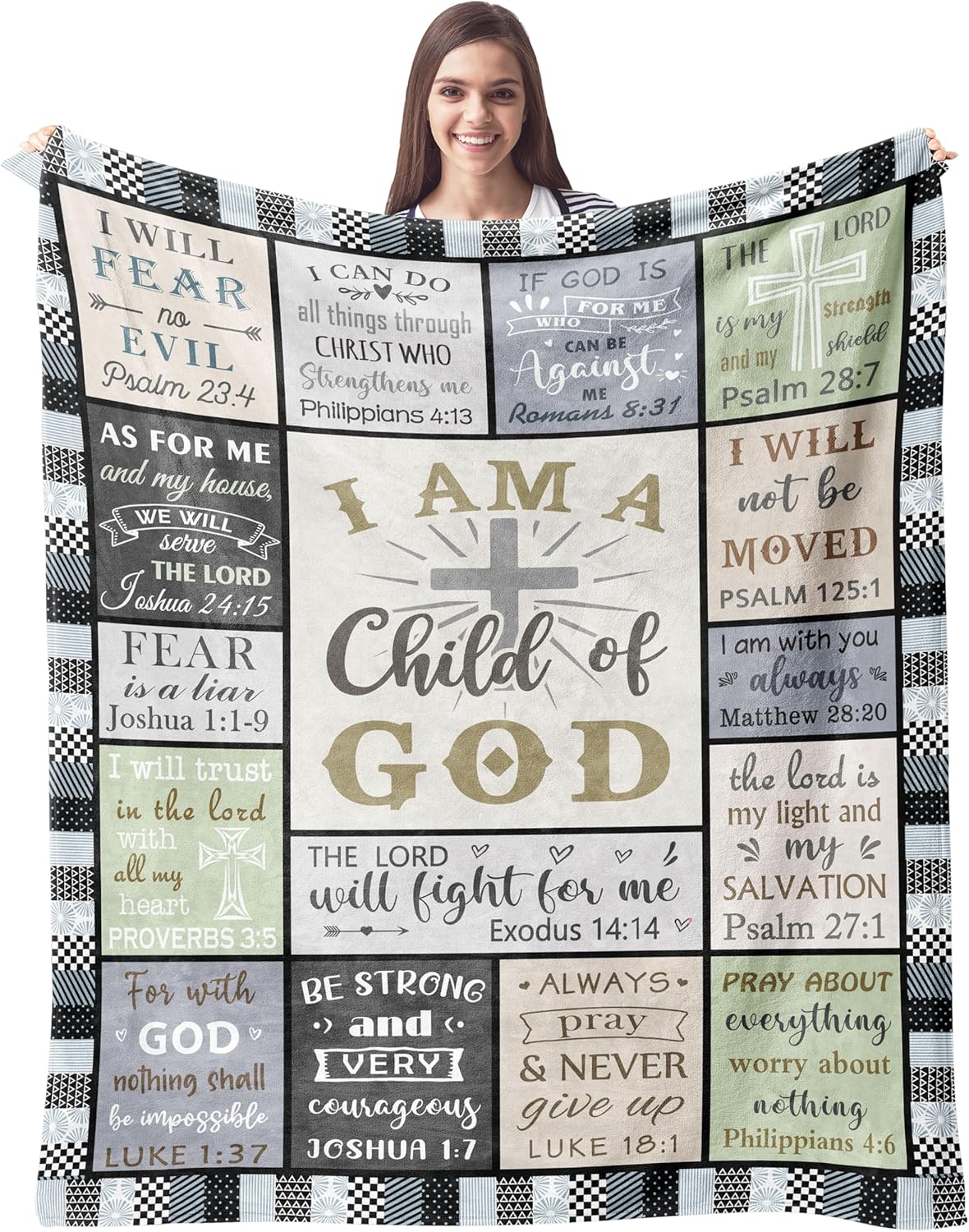 Christian Gifts for Women Blanket - I Am a Child of God Blankets - Inspirational Religious Birthday Catholic Spiritual & Baptism Confirmation Gifts for Girls
