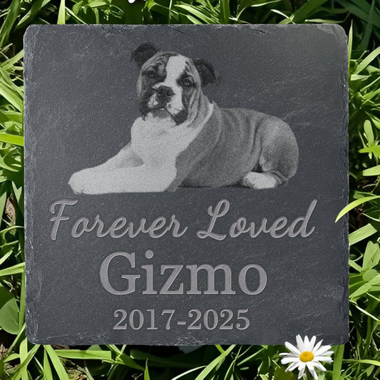 Pet Memorial Stone with Photo, Dog Memorial Gifts for Loss of Dog, Personalized Pet Memorial Gifts, Pet Loss Gift - Forever Loved