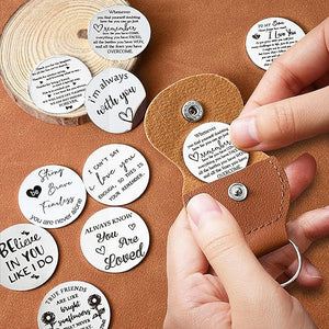 Pocket Hug Token Gifts for Men Boyfriend Girlfriend Inspirational Gift for Son Daughter Brother with Leather Keychain