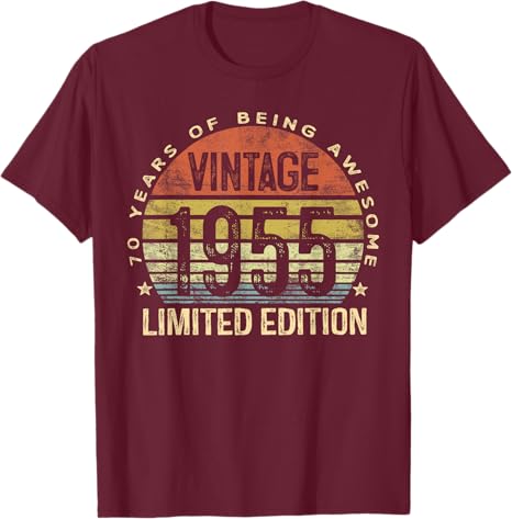 Vintage 1955 Limited Edition 70-Year-Old Gifts 70th Birthday personalized T-Shirt For Him Father's day gift Birthday Gift
