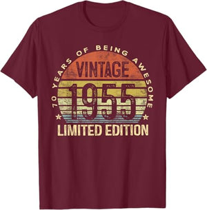 Vintage 1955 Limited Edition 70-Year-Old Gifts 70th Birthday personalized T-Shirt For Him Father's day gift Birthday Gift