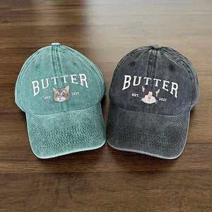 Custom Embroidered Cat  Mom Hat, Personalized Dad Cap Embroidery, Dog Portrait, Unisex-Adults, Men's Adult, Cotton, S, Embroidered Hat, Letter Print