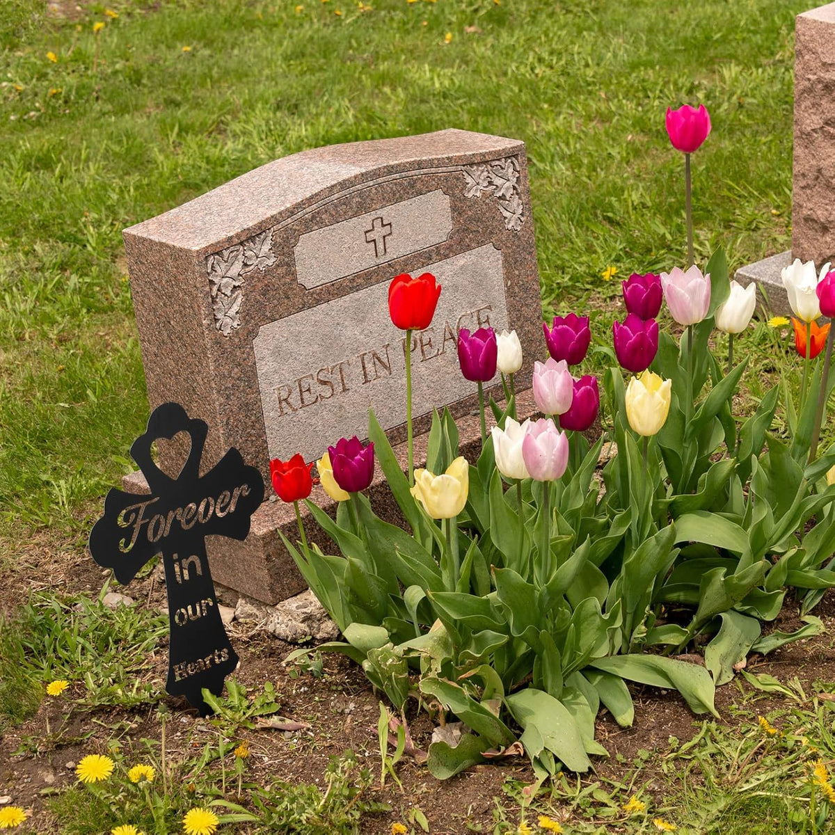 Grave Cross Markers for Cemetery Memorial Gift Memorial Stakes I Have an Angle in Heaven Sympathy Graves Stakes for Garden(Forever in Our Hearts)
