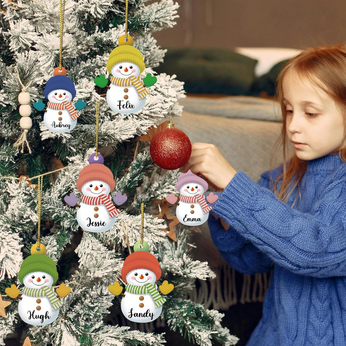 Personalized Christmas Ornament 2025, Custom Snowman Family Ornament with Name Photo Acrylic for Xmas Tree Decor Customized Hanging Gifts