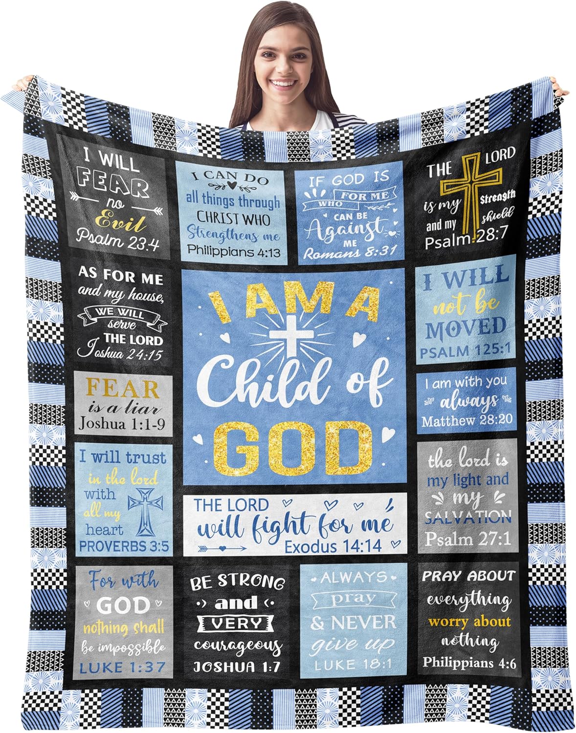 Christian Gifts for Women Blanket - I Am a Child of God Blankets - Inspirational Religious Birthday Catholic Spiritual & Baptism Confirmation Gifts for Girls