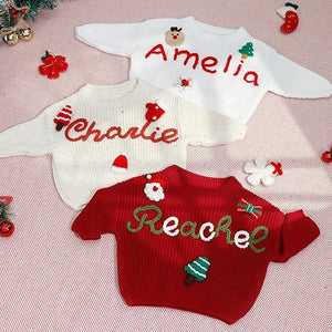 Personalized Baby Sweater, Custom Baby Name Sweater for Newborn with Hand-Embroidery & Monogrammed, Infant Pullover, Gifts for Toddler Boy Girl Birthday Christmas BabyShower