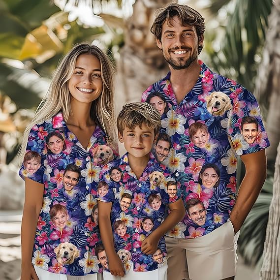 Custom Hawaiian Shirt with Face for Men Women Adult Youth Kid, Personalized Hawaiian Shirts with Face Photos Picture