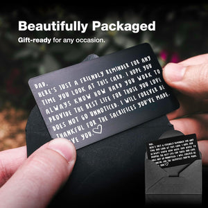 Wallet Card for Dad Birthday, Valentine's, and Father's Day Gift from Son or Daughter, New Dad Keepsake, Best Dad Ever, Meaningful and Unique Gift for Fathers