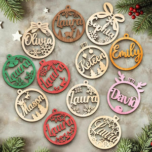 Personalized Christmas Ornaments with Names, Wooden Custom Christmas Ornament for Kids Adults Family, Custom Ornament for Christmas Tree, Personalized Ornaments with Name, Hanging Decoration Xmas Tree