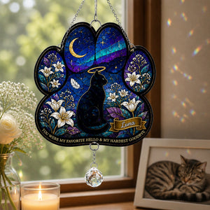 Paw Stained-Glass Cat Memorial Suncatcher — Name Personalization - Personalized 1 Layered Suncatcher with Charm 91a9c04d-253d-4d7d-801b-46cecd6dd1d4.jpg