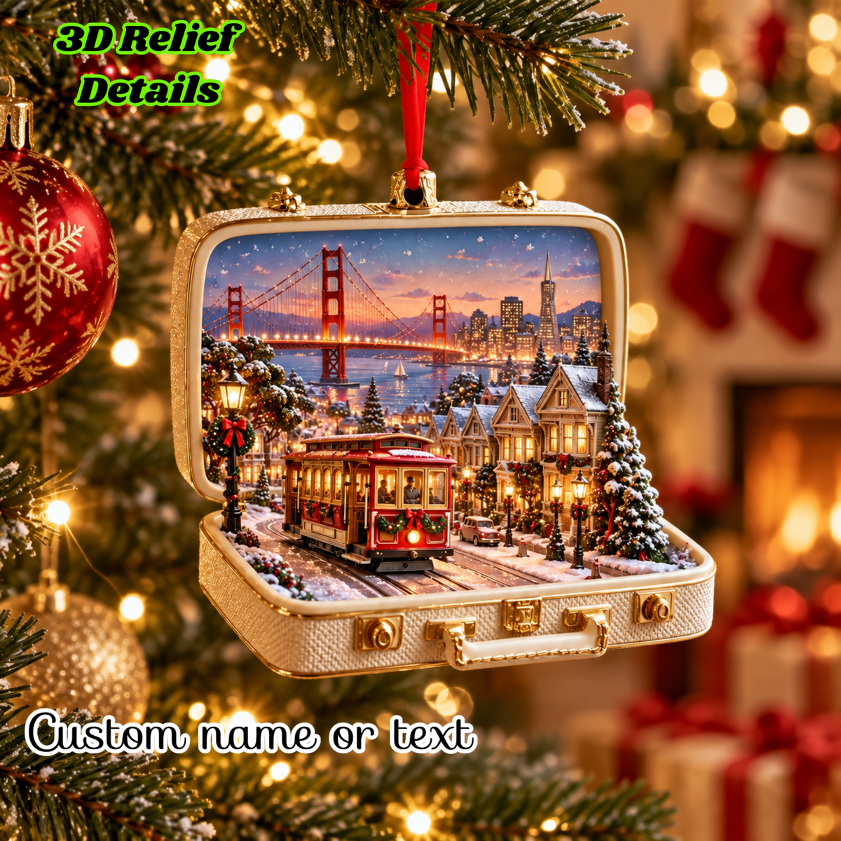 Personalized San Francisco 3D Suitcase Ornament – Custom Name Golden Gate Bridge Christmas Keepsake for SF Lovers & Travelers 91b8510f-6249-43b4-9ebb-f80f5a576b7f-mockup-annotated-1789443261703.png