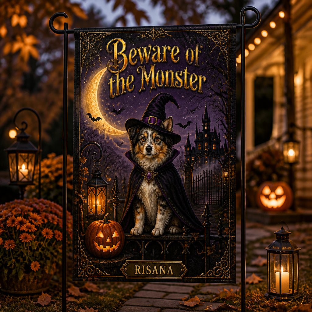 Halloween Pet Witch Garden Flag – Beware of the Monster - Personalized Family Flag 91bac14e-312e-485b-b4e4-b7b8bb50a5d9.jpg