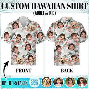 Custom Hawaiian Shirt with Face for Men Women Adult Youth Kid, Personalized Hawaiian Shirts with Face Photos Picture