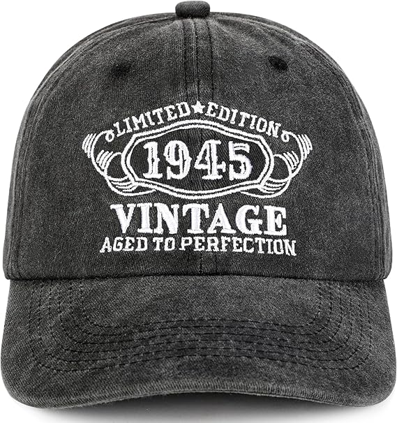 Limited Edition 80th Birthday Gifts for Men Women, Vintage 1945 Year Old Born In 1945 Cap Gifts Baseball Cap Hats for Him