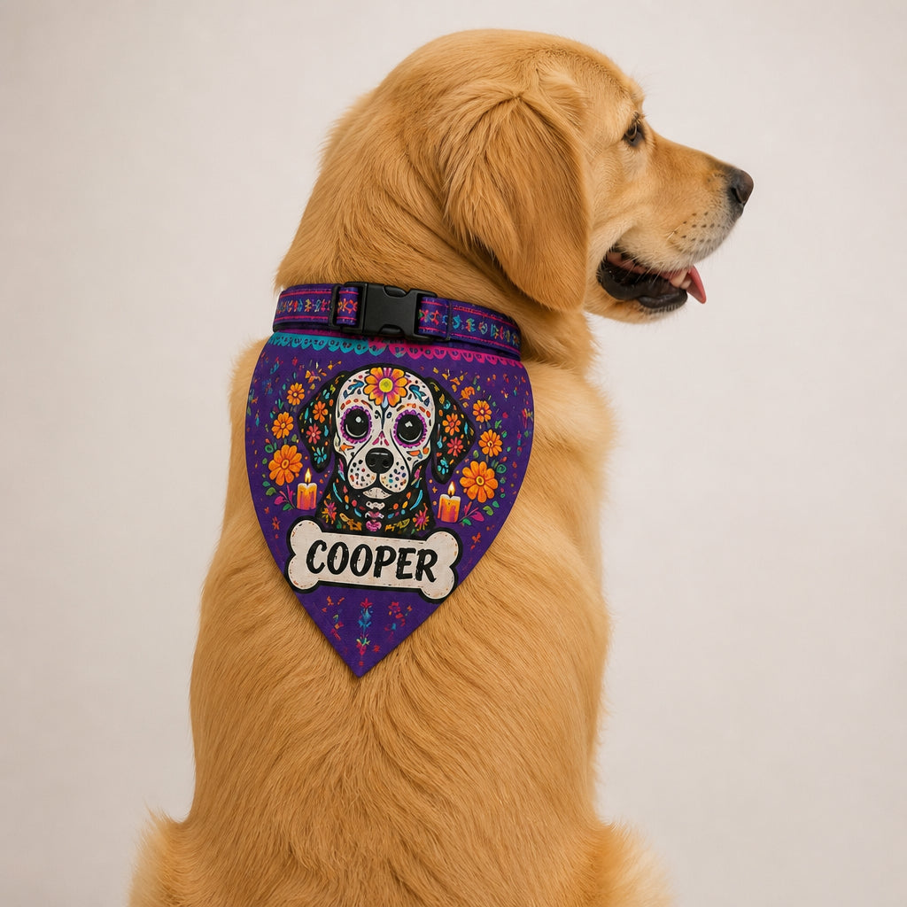Día de los Muertos Pet Bandana – Custom Name - Personalized Pet Bandana Collar With Adjustable Buckle 91df784b-27c5-4e42-8751-ee025ca4da97.jpg