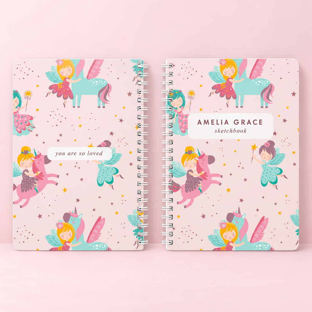 Personalized Book for Girls, Custom Spiral Lined Notebook or Blank Sketchbook, Unicorns, Mermaids, Rainbow, Gift For Kid 91ed4a41-3065-4228-9a7f-e9d7716a11fb-s5.png