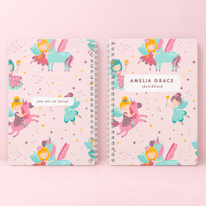 Personalized Book for Girls, Custom Spiral Lined Notebook or Blank Sketchbook, Unicorns, Mermaids, Rainbow, Gift For Kid 91ed4a41-3065-4228-9a7f-e9d7716a11fb-s5.png