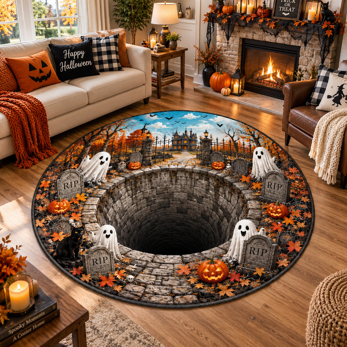 Halloween 3D Illusion Rug, Spooky Haunted House Area Rug, Ghost Pumpkin Round Rug, Halloween Home Decor, Horror Floor Mat 91ed5009-f190-411f-98de-2bcf72c1e2ae-ee01316c-85c7-4d4f-bc05-c0d398f11daf.png