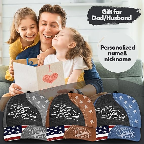 Personalized Fist Hat for Dad Father Papa Grandpa Husband, Customized Father's Day Birthday Gift with Name, Dad Papa Gifts