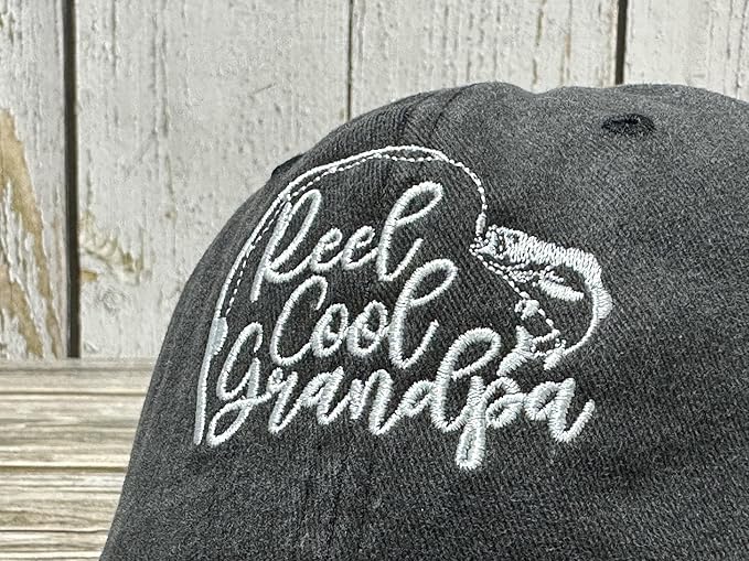 Reel Cool Dad Grandpa Fishing Grandpa Gift Father's Day Gift Embroidered Baseball Caps for Men and Women Birthday Gift For Him