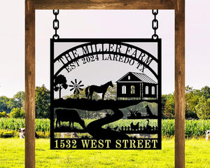 Personalized Hanging Farm Signs, Personalized Outdoor Ranch Sign, Outdoor Farm Signs Personalized Metal Farm Sign, Custom Farmhouse Decor, Custom Metal Ranch Sign,Personalized Metal Farm Sign