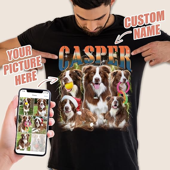 Custom Shirts Custom Bootleg Rap Shirt for Him Custom Face Shirt with Photo Pet Custom Tees Gift for Dog Cat Lover