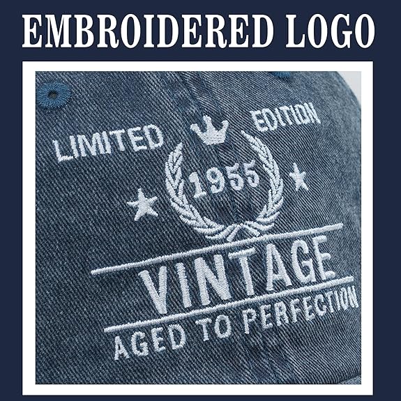 70th Birthday Gifts for Men Women Hats 1955 Vintage 70 Year Old Embroidered Baseball Cap
