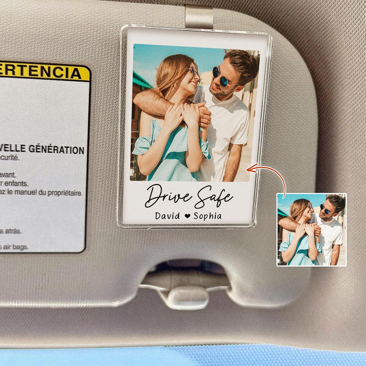 Personalized Photo Car Visor Clip, Custom Picture Holder Photo For Car, Customized Drive Safe Picture Frame Gift, Car Accessories Sun Visor Clip Memorial & Romantic Photo Holder