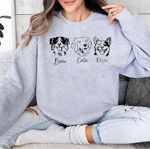 Personalized Dog Mom Sweatshirt, Custom Line Art Portrait Dog Sweatshirt, Pet Name Sweatshirts Women, Customized Pet Lover Gifts, Mom Gift
