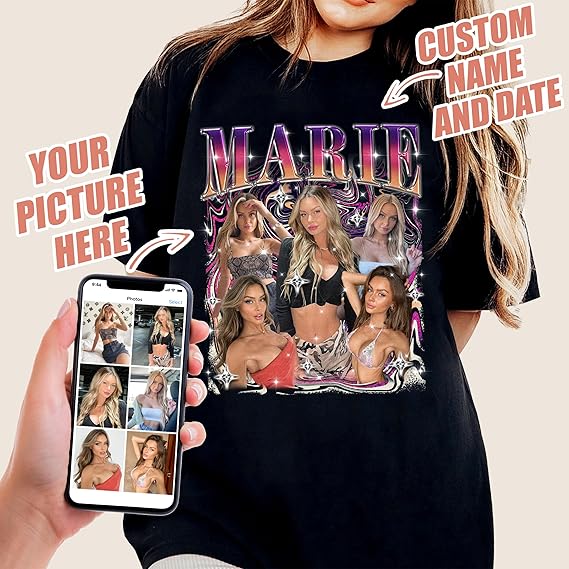 Custom Bootleg Rap Tee Shirt for Boyfriend Girlfriend Custom Face Tshirt Vintage Graphic Shirt Gift Idea Birthday