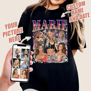 Custom Bootleg Rap Tee Shirt for Boyfriend Girlfriend Custom Face Tshirt Vintage Graphic Shirt Gift Idea Birthday
