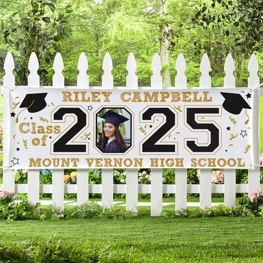 Personalized Graduation Banner - Graduation Party Decorations - Customized Photo Banner - Class of 2025 - Indoor/Outdoor Vinyl - Year of the Graduate