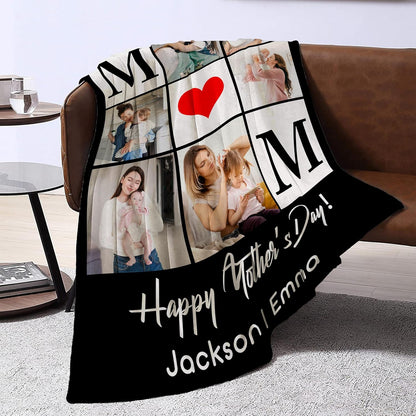 Personalized Mothers Day Birthday Gifts for Mom from Daughter Son Kids Husband Custom Blanket with Picture Mother's Day Blankets Customized Valentines Memorial Christmas Anniversary Mom's Gifts