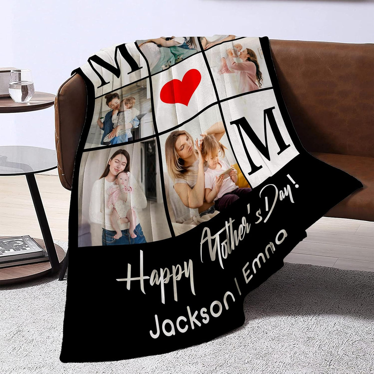 Personalized Mothers Day Birthday Gifts for Mom from Daughter Son Kids Husband Custom Blanket with Picture Mother's Day Blankets Customized Valentines Memorial Christmas Anniversary Mom's Gifts