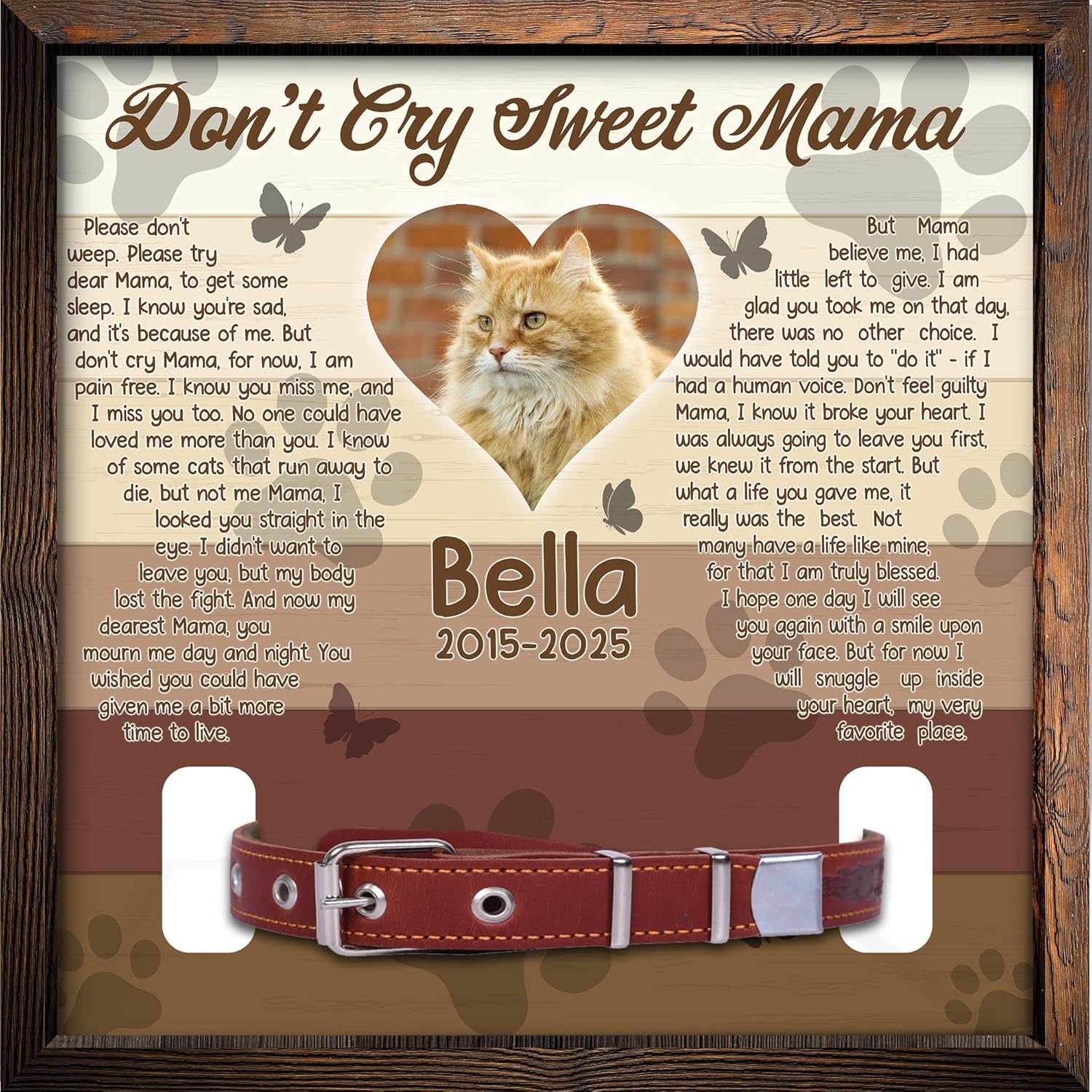 Personalized Dog Loss Frame with Collar Display Pet Memorial Frame for Deceased Cat Sympathy Gift for Pet Owners Memory Picture Frame for Dogs