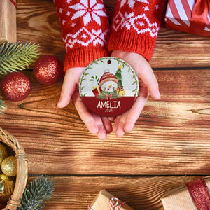 Personalized 2025 Christmas Ornaments for Kids, w/Optional Themes, Name & Date - Customized Christmas Hanging Ornament Gifts for Kids, Round Xmas Ornament