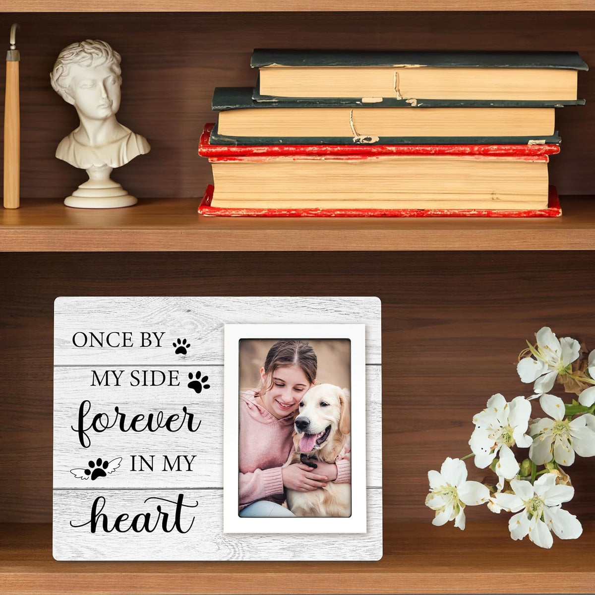 Pet Memorial Gifts for Dogs - Dog Memorial Gifts Picture Frame - Lost of Pet Sympathy Present, Pet Loss Remembrance Gift, Cat Passing Away Memorial Frame with Paw Print