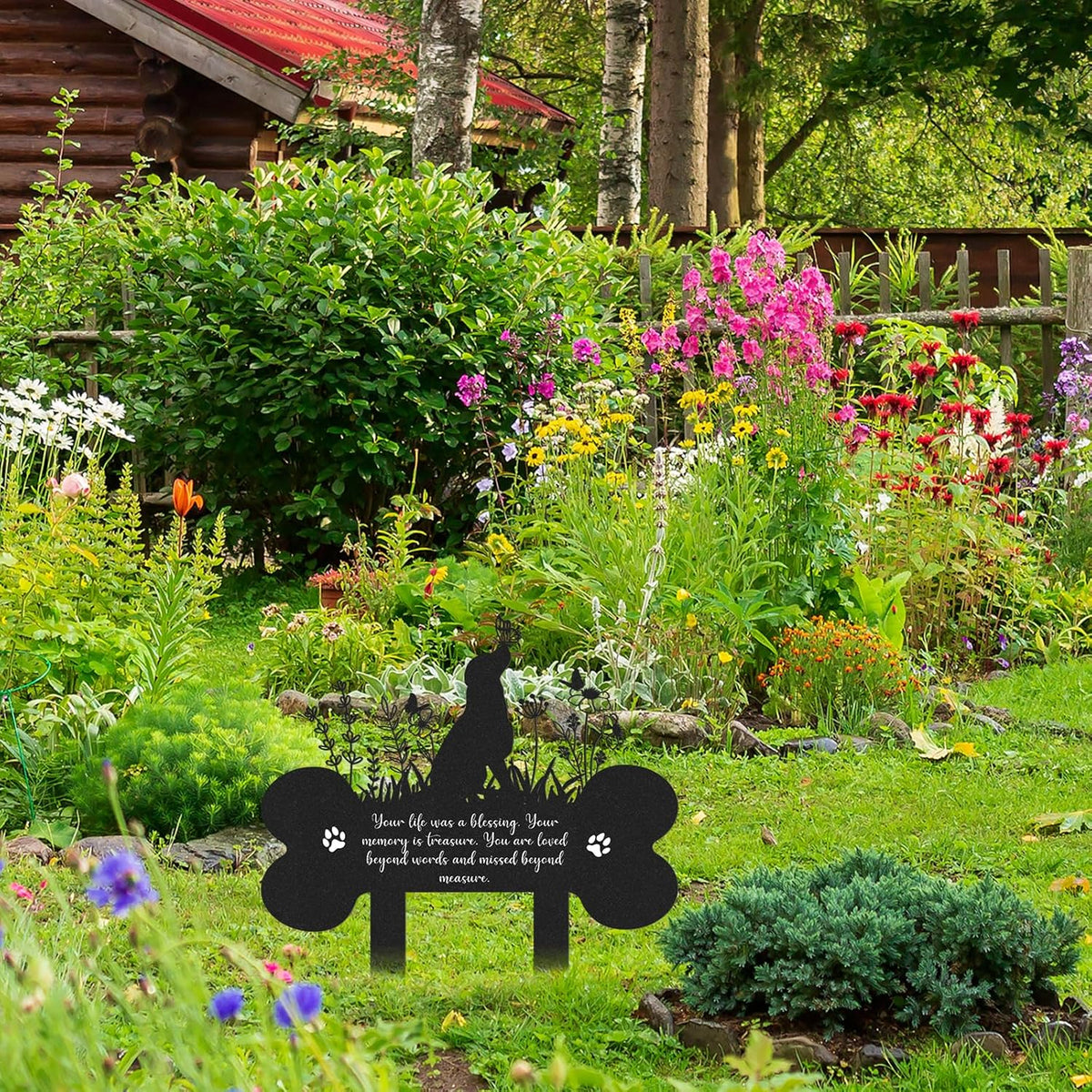 Pet Grave Markers Dog, Metal Dog Memorial Garden Markers Decorations for Cemetery, Pets Waterproof Grave Stakes Plaque Pet Headstone Garden Memorial Graves