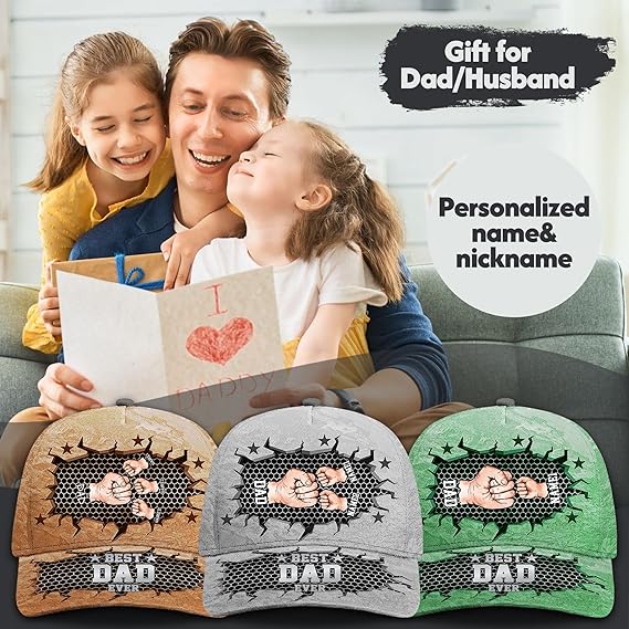 Personalized Fist Hat for Dad Father Papa Grandpa Husband, Customized Father's Day Birthday Gift with Name, Dad Papa Gifts