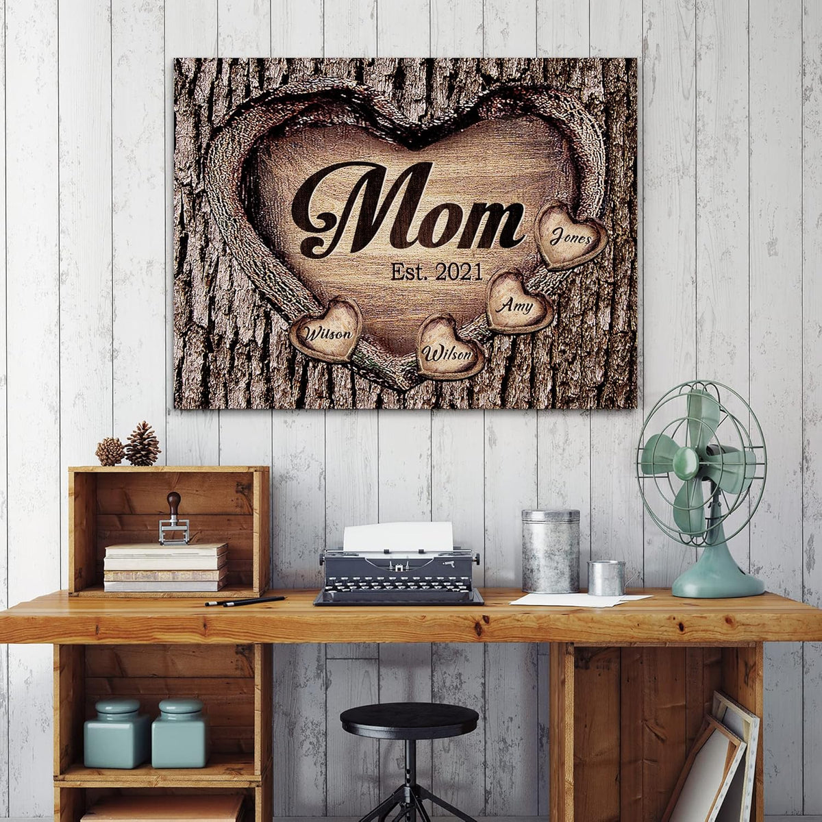 Personalized Mother's Day Gifts for Mom from Son Daughter Unique Birthday Presents for Mom Custom Heart Canvas Prints Rustic Wall Art Home Decor