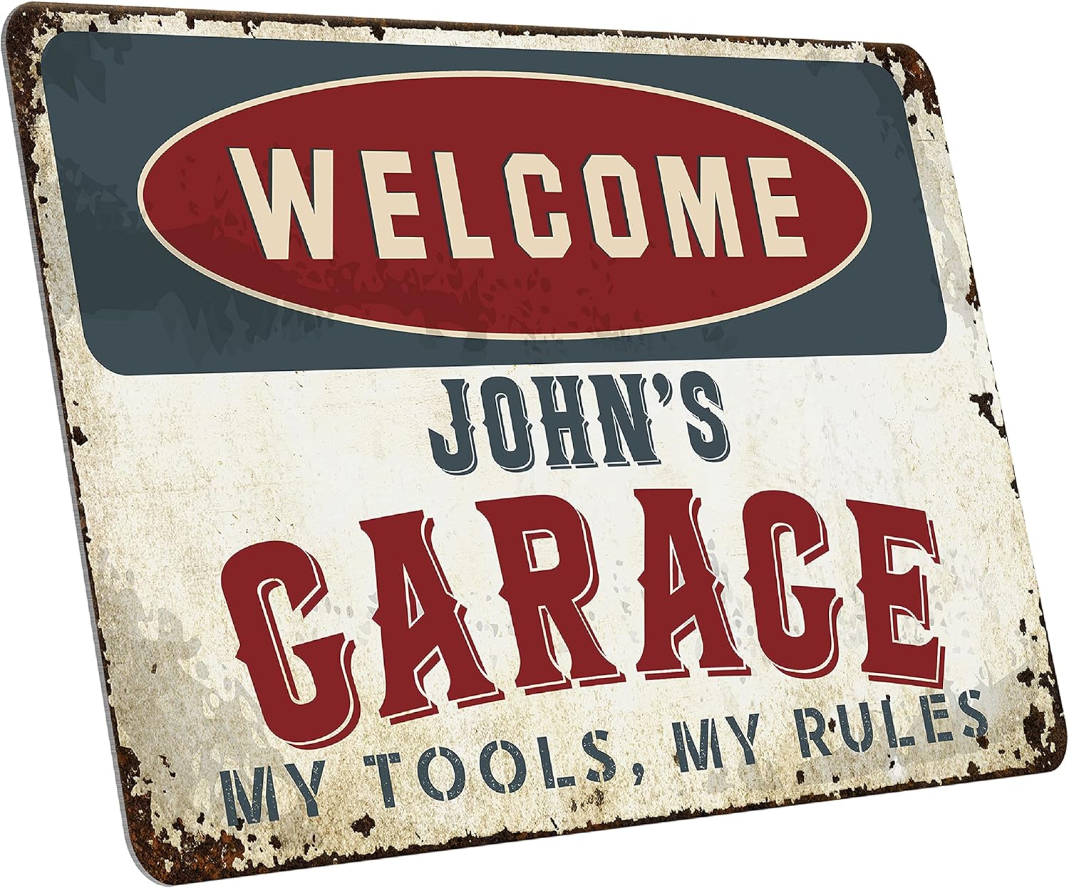 Gifts for Dad, Metal Dad Sign, Personalized Vintage Dad Sign With Name, Retro Custom Gifts for Men - Decorative Tin Plaques for Garage Wall, Workshop Wall