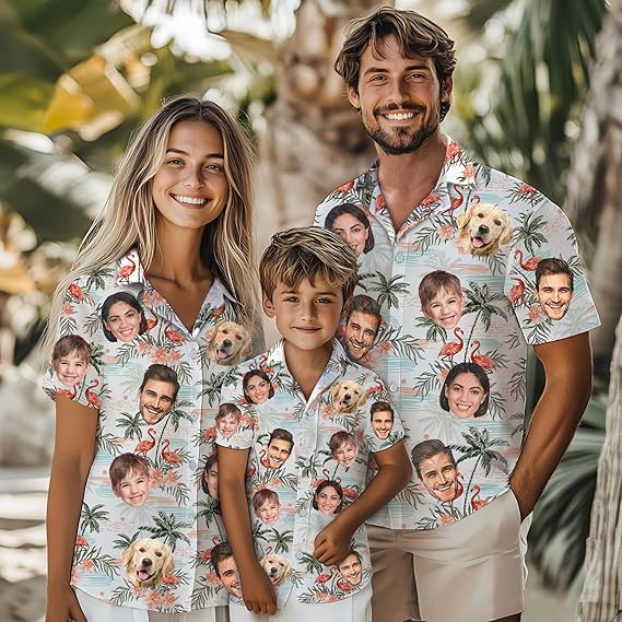 Custom Hawaiian Shirt with Face for Men Women Adult Youth Kid, Personalized Hawaiian Shirts with Face Photos Picture
