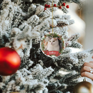 Personalized Cat Christmas Ornaments Custom Photo Name for Christmas Trees, Cat First Christmas Ornaments, Gifts for Cat Lovers, Pet Lovers